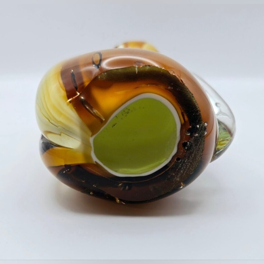 Vintage 10" Blown Art Glass MCM Cat Figure Amber Leopard Spots - Picture 8 of 8